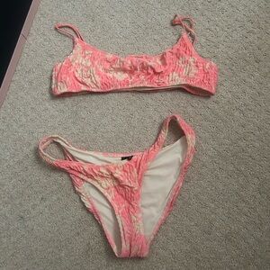 Triangl Swimwear Pink and Cream Lace Bikini